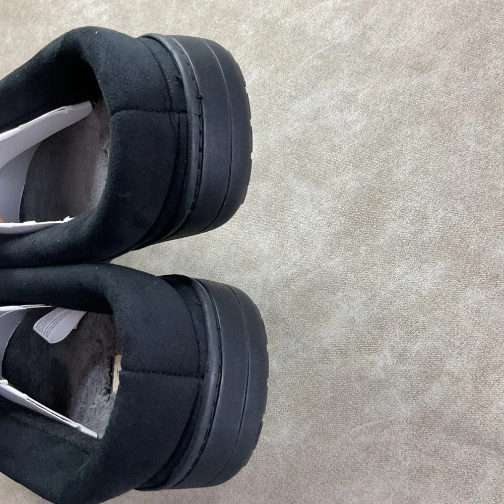 Dearfoams Brand Slippers Sz 9-10 Men's Black faux suede Slip On low back